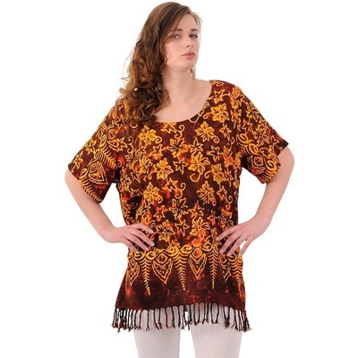 Dámská halenka batikovaná BOB Neobaju Květy červená
