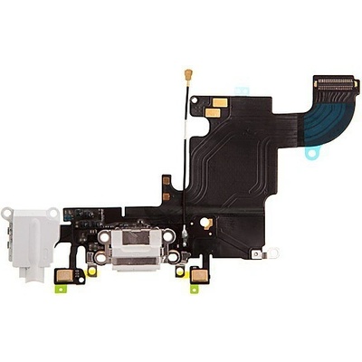 AppleMix Napájací a dátový konektor s flex káblom + audio jack konektor + GSM anténa + mikrofóny pre Apple iPhone 6S - biely - kvalita A+