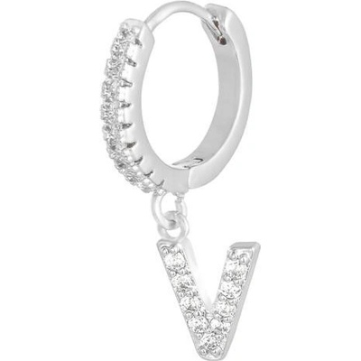 Ornamenti náušnice Letter silver zirkon Písmenko V OOR2619_V