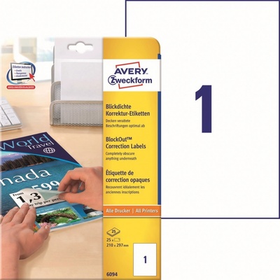 Avery Zweckform 25 listů, A4, bílé 6094