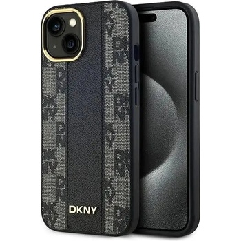 DKNY Кейс DKNY Leather Checkered Mono Pattern MagSafe за iPhone 15 Plus / 14 Plus, черен (3666339259846)