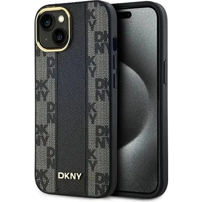 DKNY Кейс DKNY Leather Checkered Mono Pattern MagSafe за iPhone 15 Plus / 14 Plus, черен (3666339259846)