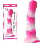  Пенис дилдо от силикон, розово-бяло, 22см. - Colours Yum Yum (NSTOYS0869)