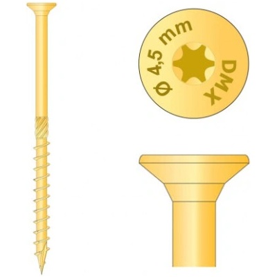 Konstrukční tesařský vrut 4,5x60 TORX T20 Zn ZH zápustná hlava (200 ks/bal) – Zbozi.Blesk.cz