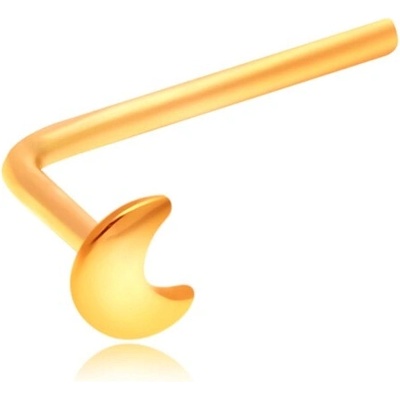 Šperky Eshop piercing do nosu ze žlutého zlata se srpkem měsíce kolmo zahnutý S2GG207.08