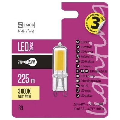 Emos LED žárovka Classic JC A++ 2W G9 teplá bílá