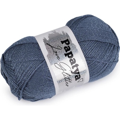 Pletací příze Papatya Love Glitter 100 g, střední, 11 (5680) modrá jeans tmavá