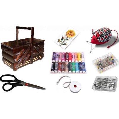 Morex Kazeta na šití rozkládací menší se šicími potřebami, tmavá – Zbozi.Blesk.cz