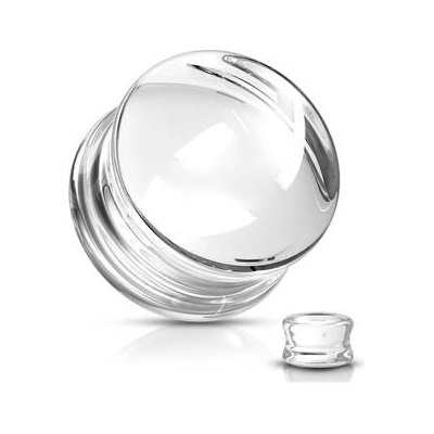 Šperky4U skleněný plug do ucha čirý PL01250C-16