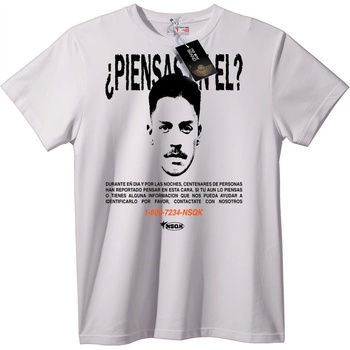 NOONEBRAND Тениска Мистериозен Мъж: ¿Pienso en El? - S, White