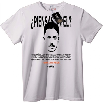NOONEBRAND Тениска Мистериозен Мъж: ¿Pienso en El? - S, White