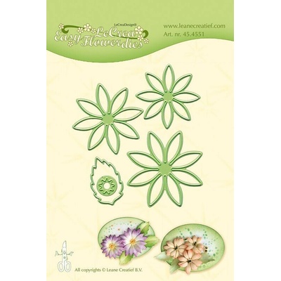 Vyřezávací kovová a embosovací šablona Leabilities Jednoduché květy 5 ks – Sleviste.cz