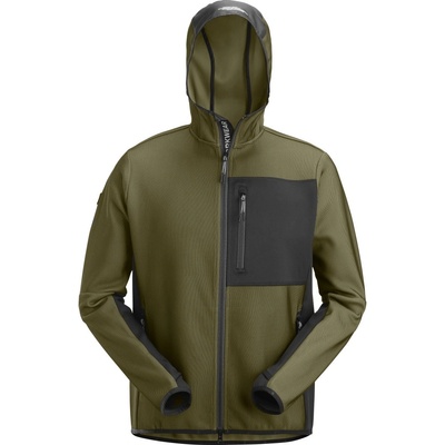 Snickers Workwear mikina FlexiWork na zip s kapucí khaki