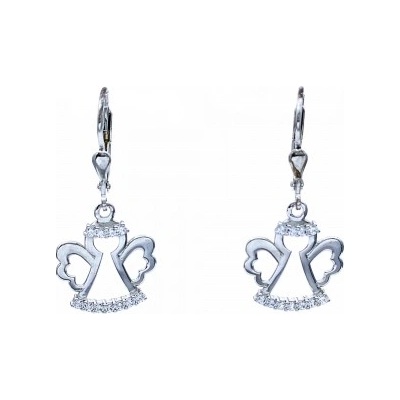 Zlato-minerály stříbrné náušnice anděl zirkony SUP02089gr