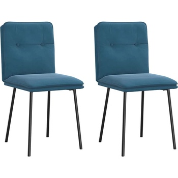 vidaXL Трапезни столове, 2 бр, сини, кадифе (4101319)