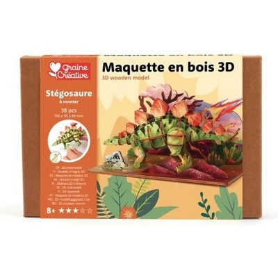 GRAINE CREATIVE Drevený 3D model Stegosaurus