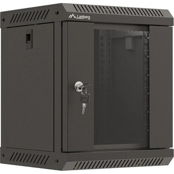 Lanberg rack cabinet 10" wall-mount 6U/300x300 (flat pack) with glass door black (WF11-3306-10B)