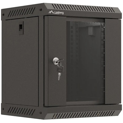Lanberg rack cabinet 10" wall-mount 6U/300x300 (flat pack) with glass door black (WF11-3306-10B)