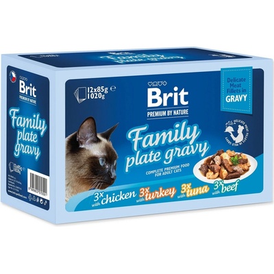 Brit Premium Cat Family Platé kuře hovězí losos krůta 12 x 100 g