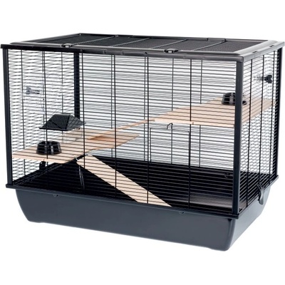 INTER-ZOO Pet Products Клетка за гризачи HUGO + Wood 78 x 48 x 58 см ЧЕРНА