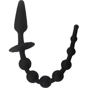 A-GUSTO Анален разширител Butt Plug с топчета "GODSOME BLACK" 30 см