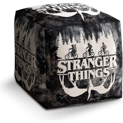 Sablio Taburet Kostka Stranger Things White: 40x40x40 cm