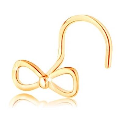 Šperky Eshop - Piercing do nosu ve žlutém 14K zlatě - mašlička s drobnou kuličkou uprostřed S2GG141.04