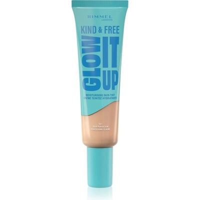 Rimmel London Kind & Free Glow It Up Moisturising Skin Tint hydratační make-up pro citlivou suchou a normální pleť 001 Fair Porcelain 30 ml