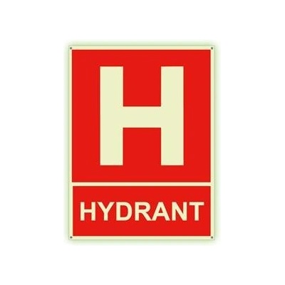 Hydrant s textem - fotoluminiscenční tabulka s dírkami, plast 2 mm 200x150 mm