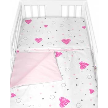 Baby Nellys obliečky I Love Girl ružové/bielé 120x90 cm