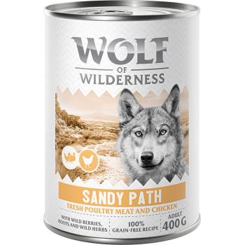 Wolf of Wilderness 6x400г Sandy Path Adult Wolf of Wilderness, консервирана храна за кучета - птиче месо с пилешко, без зърно