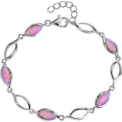 Bealio 11706 stříbrný náramek KAPKY růžový OPÁL 17+3 cm 03-11706-3358