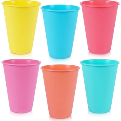 Plastové poháre sada 6 x – farebné znovupoužiteľné 400 ml