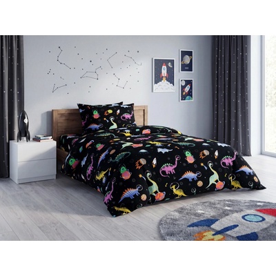 Textilomanie obliečky z mikrovlákna DINO SPACE farebné 70x90 140x200