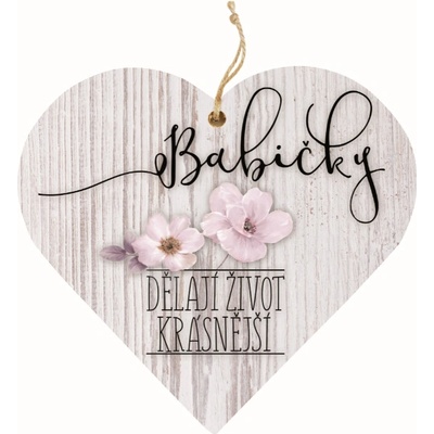 Bohemia Gifts Dekorační dřevěné srdce 13 cm pro babičku