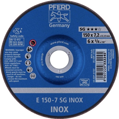 Pferd E 150-7 Brúsny kotúč lomený 150 x 22.23 mm 62222730 10 ks