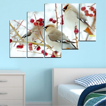 Vivid Home Картини пана Vivid Home от 5 части, Птици, Канава, 110x65 см, 8-ма Форма №0213