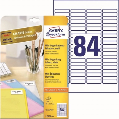 Avery Zweckform L7656-25 bílé 46mm x 11.1mm
