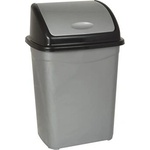 PLANET Кош за отпадъци, с люлеещ капак, пластмасов, 16 L, сив (UP018-GRAY&BLACK)