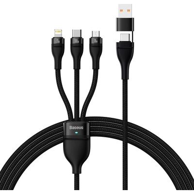 Baseus Кабел за данни с USB адаптер, Type-C, 100 W, 1, 2 m - Baseus Flash Series 2 (CASS030101) - черен