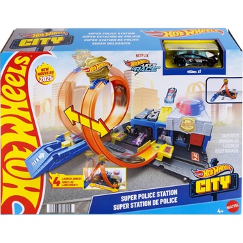 Mattel Игрален комплект Hot Wheels City - Super Police Station, 1: 64 (JBM71)
