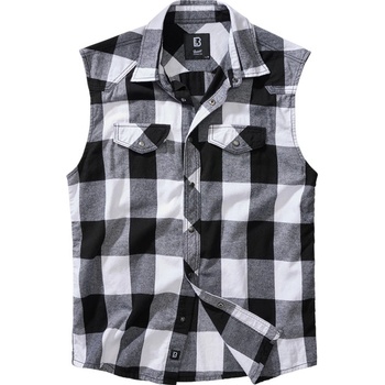 Brandit košile Checkshirt sleeveless bílá černá