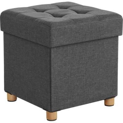 SongmicsHome Oto taburet s úložným prostorem na nožičkách 38 x 38 x 40 cm antracitová