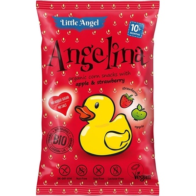 Little Angel Печен царевичен снакс с ягода и ябълка Angelina Без глутен 30г