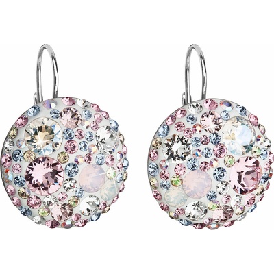 PAVONA Strieborné náušnice visiace s krištáľmi Swarovski ružové okrúhle 31161.3
