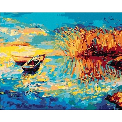 zuty Malování Podle Čísel Malované Loďky Na Jezeře 40 x 50 Cm Plátno Rám