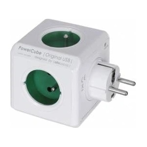 allocacoc PowerCube Original 4 sockets 2x USB green