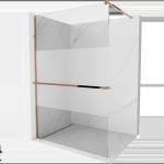 Mexen Kioto+ душкабина с рафт Walk-in 90 x 200 см, прозрачно/матирано, розово злато (800-090-121-60-35)