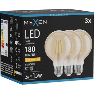 Mexen Vintis 3x LED нажежаема лампа E27, G80, 2W, Топло - 2200K, 180 lm, кехлибар (L155-E27-0222-50x03)