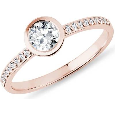 Klenota diamantový zásnubní prsten bezel v růžovém zlatě k0774014